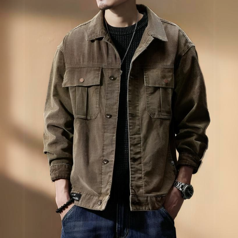Herre Khaki Corduroy Jakke Robust Design 2