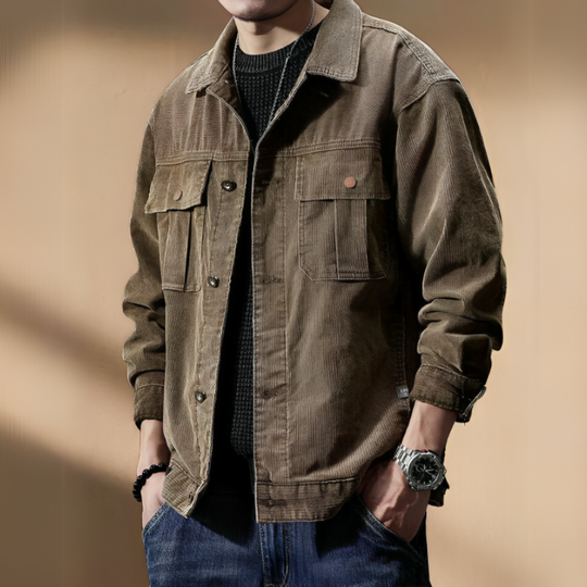 Herre Khaki Corduroy Jakke Robust Design 3