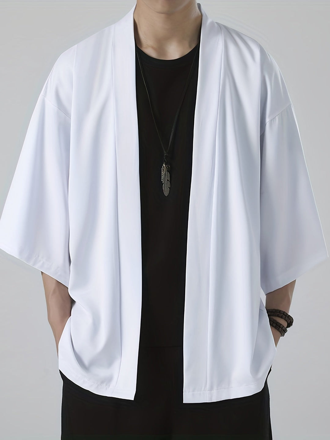 Herre Kimono i Japansk Stil med Åben Front 1