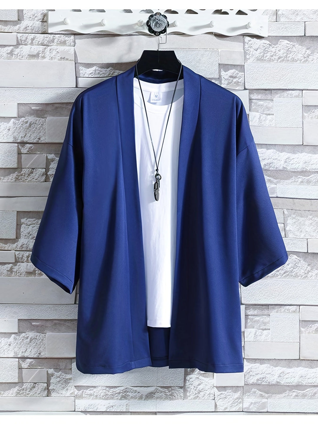 Herre Kimono i Japansk Stil med Åben Front 2