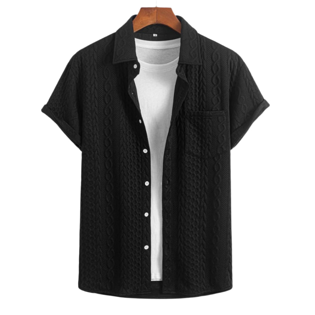 Herre Knitted Coastal Shirt Komfortabel Design 0