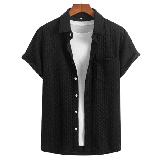 Herre Knitted Coastal Shirt Komfortabel Design 0