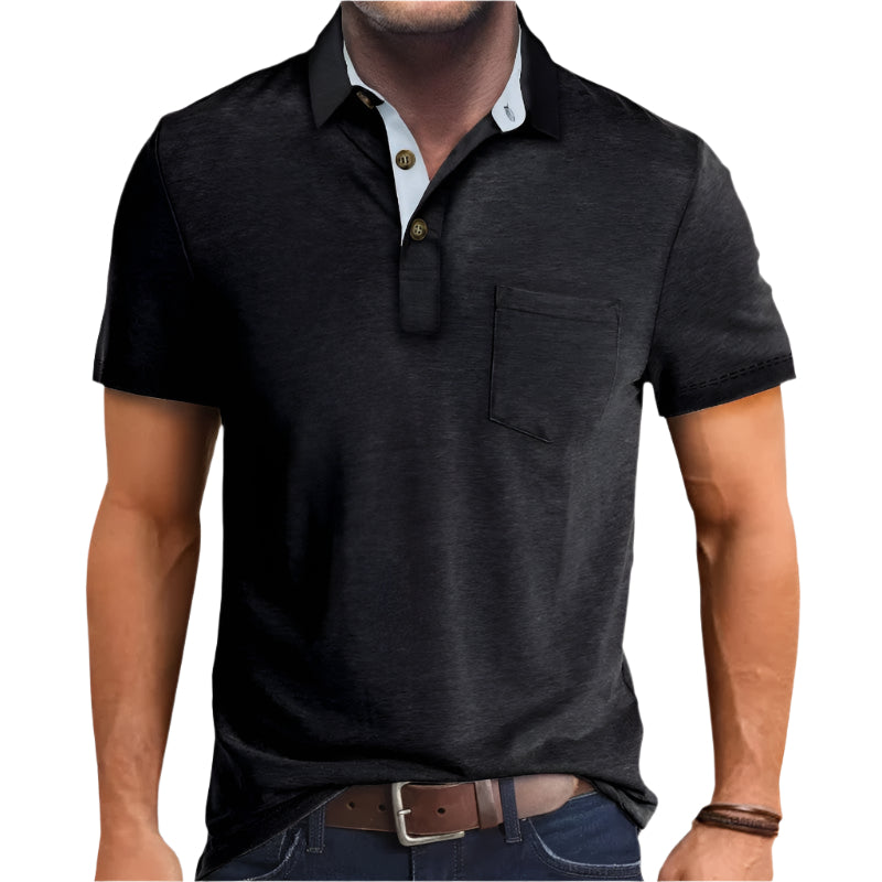 Herre Kortærmet Skjorte Farvet Blok Polyester Regular Fit 0