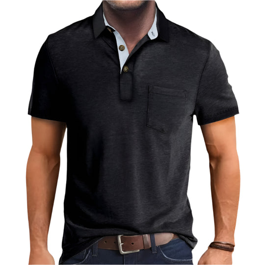 Herre Kortærmet Skjorte Farvet Blok Polyester Regular Fit 0
