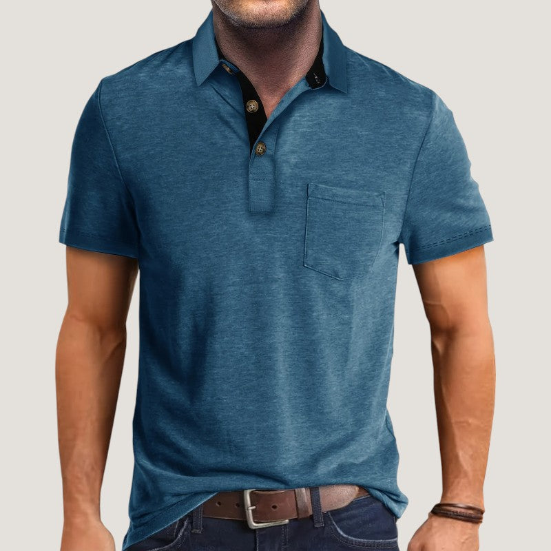 Herre Kortærmet Skjorte Farvet Blok Polyester Regular Fit 12