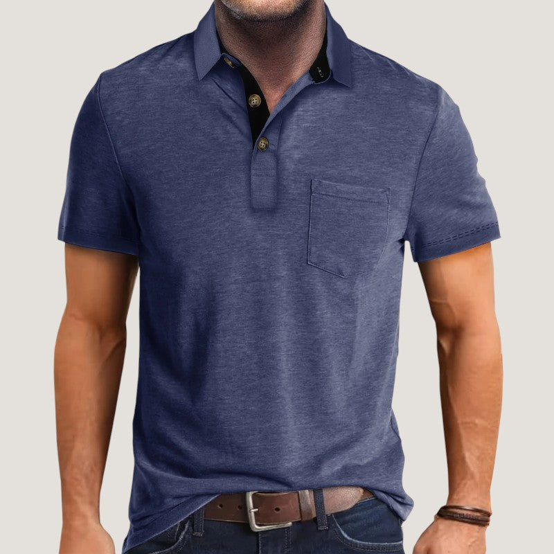 Herre Kortærmet Skjorte Farvet Blok Polyester Regular Fit 6