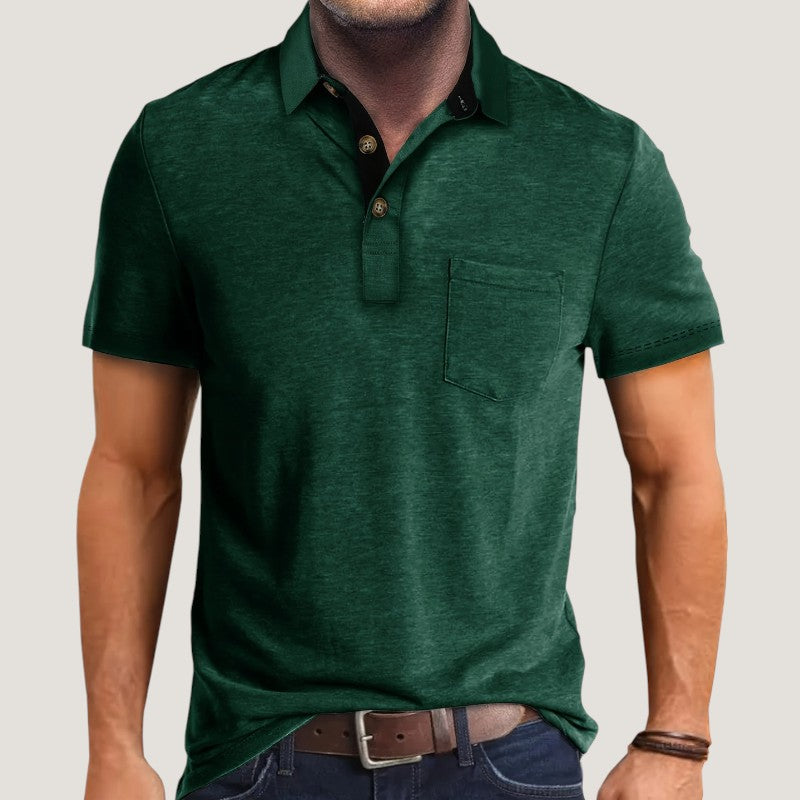 Herre Kortærmet Skjorte Farvet Blok Polyester Regular Fit 7