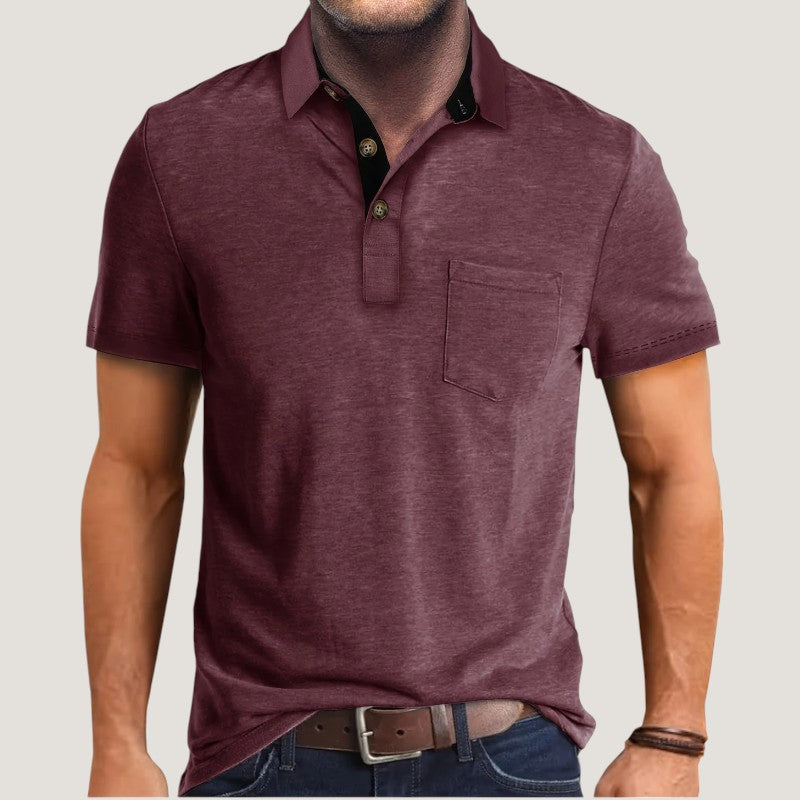Herre Kortærmet Skjorte Farvet Blok Polyester Regular Fit 9