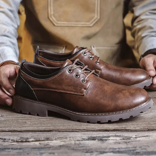 Herre Læder Sko Casual Britisk Stil med Holdbar Gummisål 10