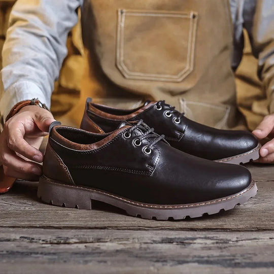 Herre Læder Sko Casual Britisk Stil med Holdbar Gummisål 8