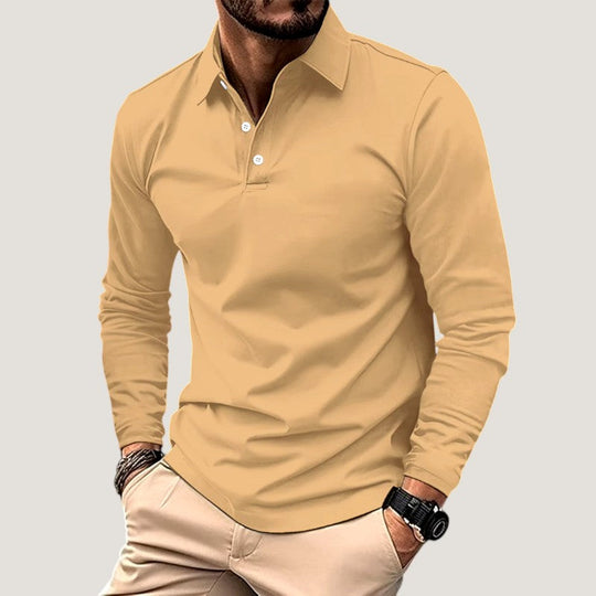 Herre Langærmet Polo T-shirt Casual Design 1