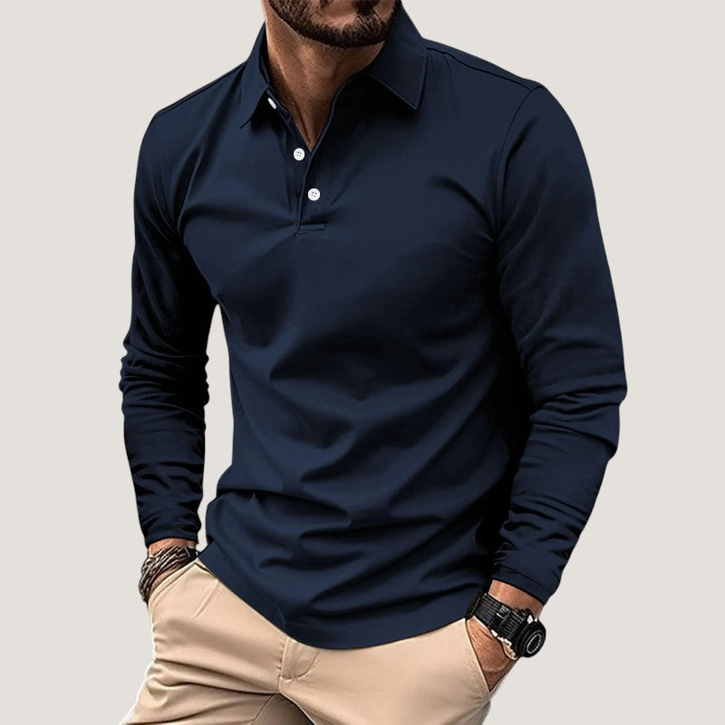 Herre Langærmet Polo T-shirt Casual Design 4