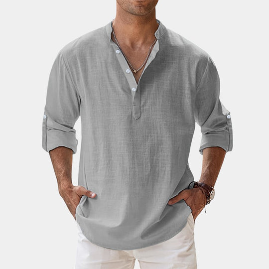 Herre Langærmet Skjorte Casual Vintage Design 7