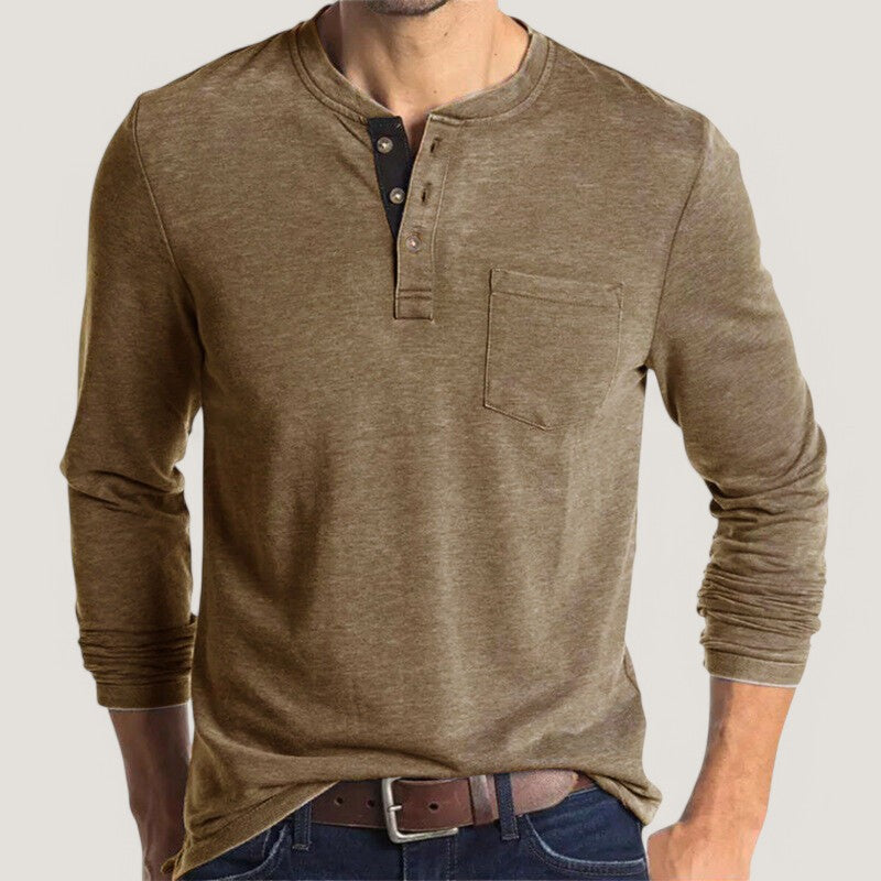 Herre Langærmet T-shirt Klassisk Design 3