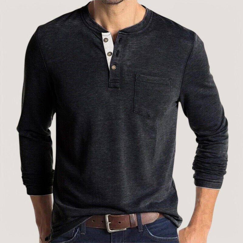 Herre Langærmet T-shirt Klassisk Design 4