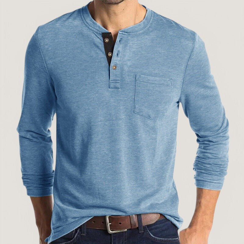 Herre Langærmet T-shirt Klassisk Design 5