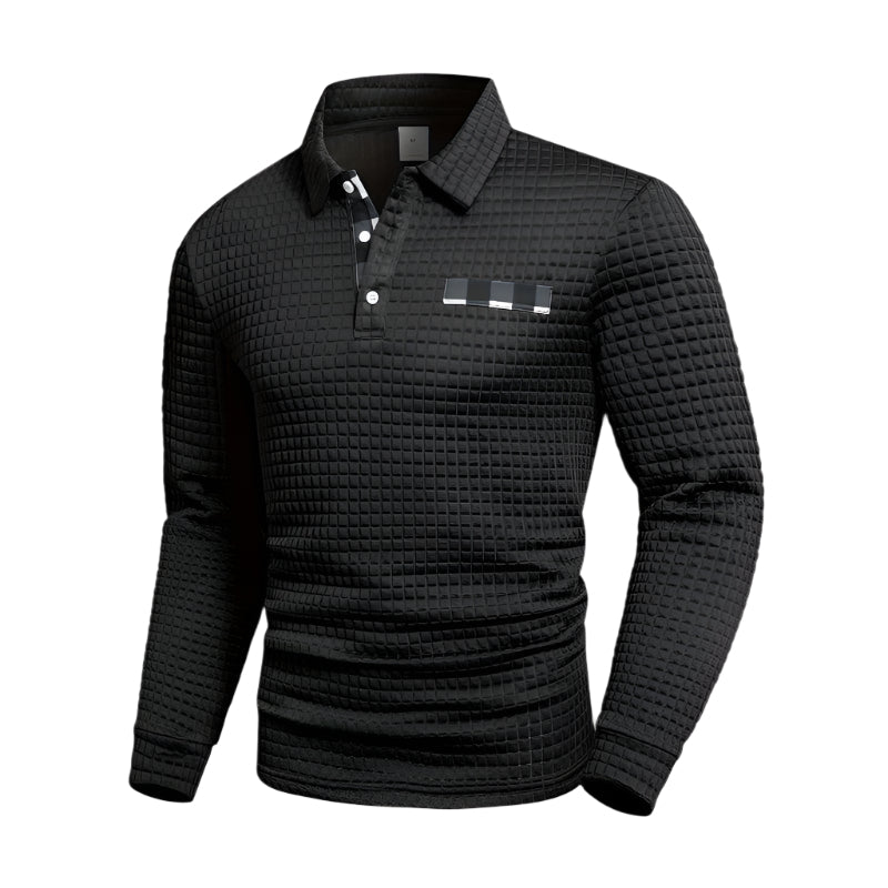 Herre Langærmet T Shirt Stribet Polyester med Skjortekrave 0