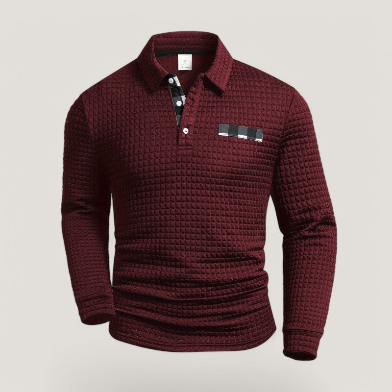 Herre Langærmet T Shirt Stribet Polyester med Skjortekrave 1