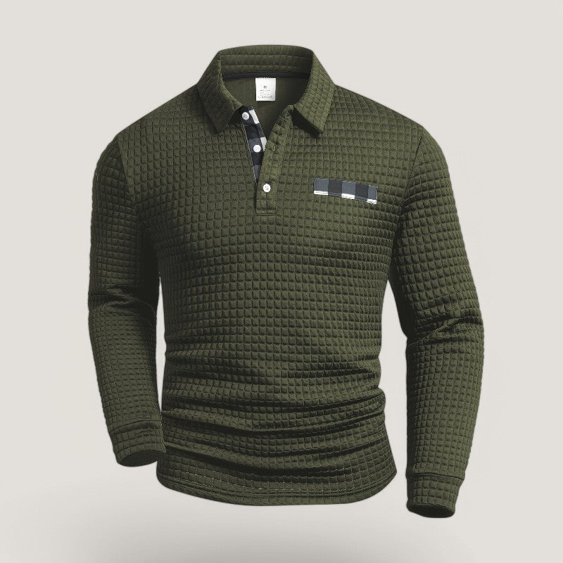 Herre Langærmet T Shirt Stribet Polyester med Skjortekrave 2