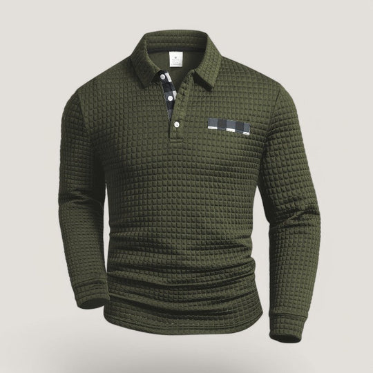 Herre Langærmet T Shirt Stribet Polyester med Skjortekrave 2