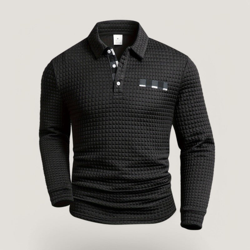 Herre Langærmet T Shirt Stribet Polyester med Skjortekrave 3
