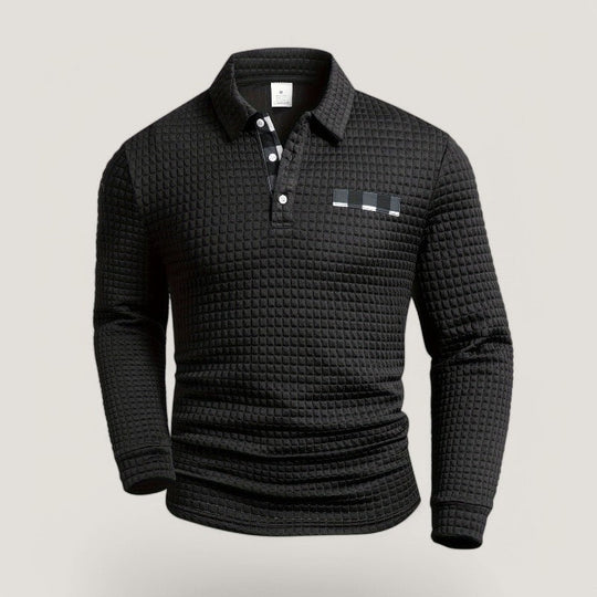 Herre Langærmet T Shirt Stribet Polyester med Skjortekrave 3