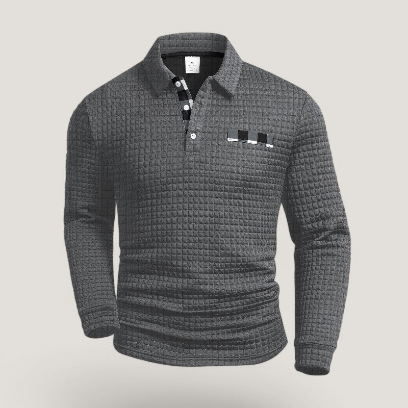 Herre Langærmet T Shirt Stribet Polyester med Skjortekrave 4