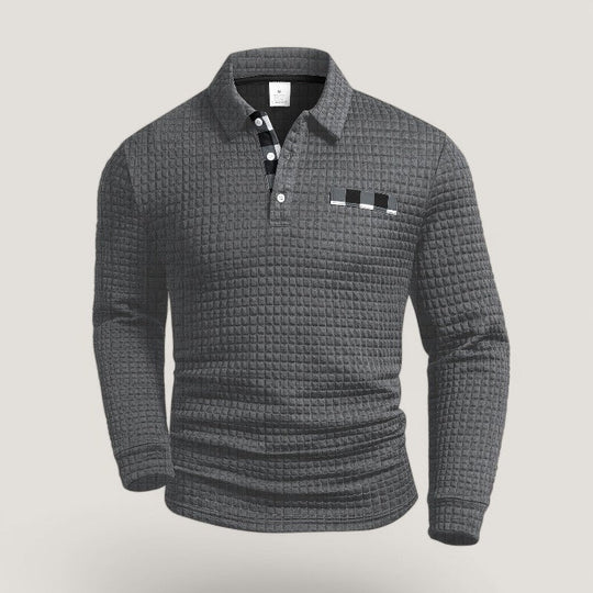 Herre Langærmet T Shirt Stribet Polyester med Skjortekrave 4