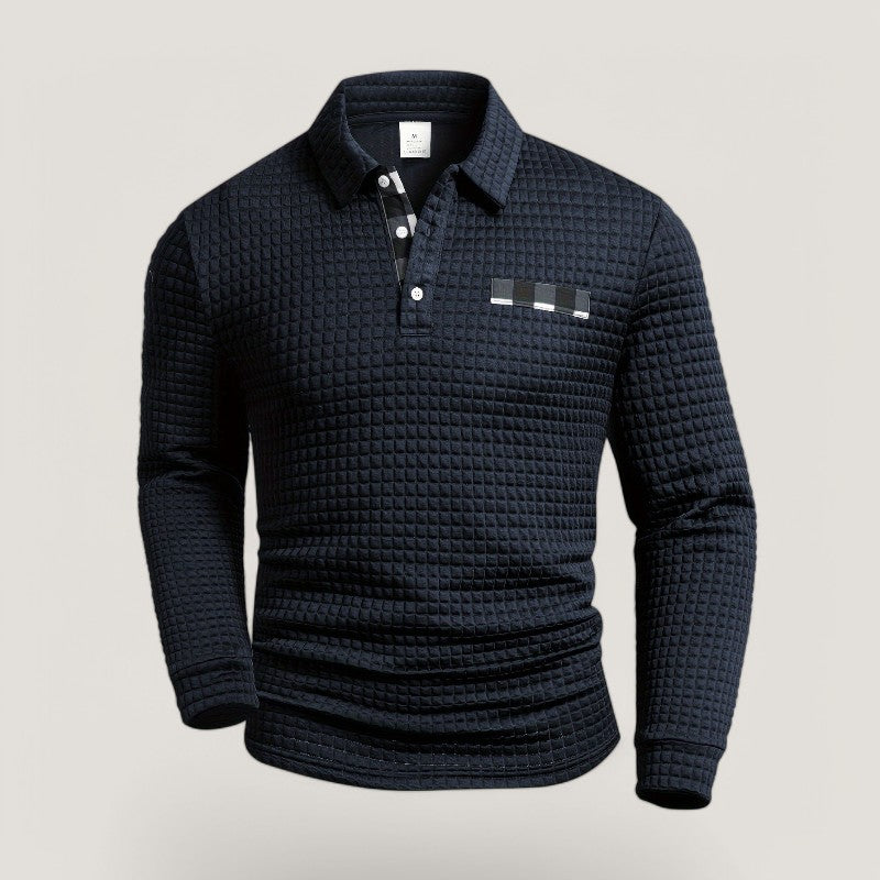 Herre Langærmet T Shirt Stribet Polyester med Skjortekrave 7