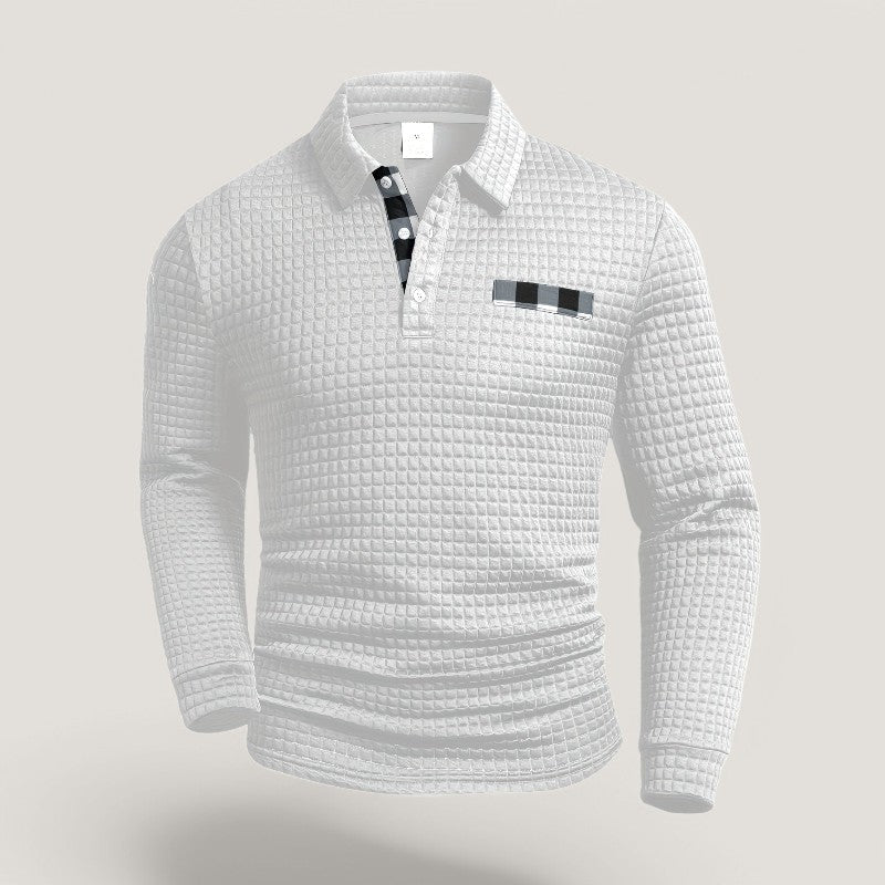 Herre Langærmet T Shirt Stribet Polyester med Skjortekrave 9