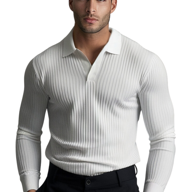 Herre Långärmad Tröja med Öppen Krage 0