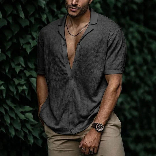 Herre Lin Skjorte Casual Sommer Stil 8