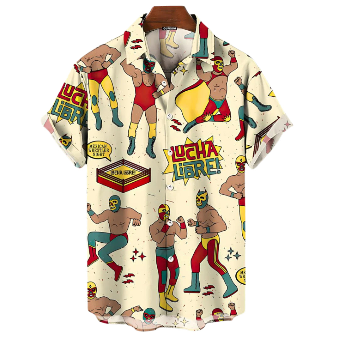 Herre Lucha Libre Skjorte Afslappet Design 0