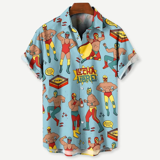 Herre Lucha Libre Skjorte Afslappet Design 1