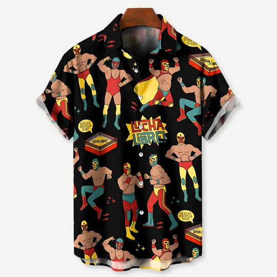 Herre Lucha Libre Skjorte Afslappet Design 3