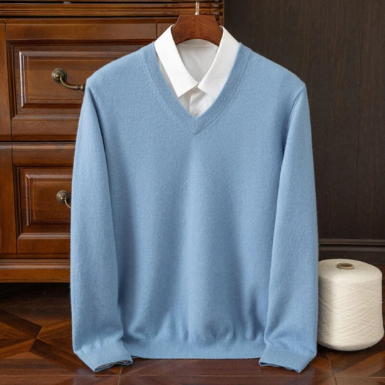Herre Merino V-Hals Sweater Blød Uld 1