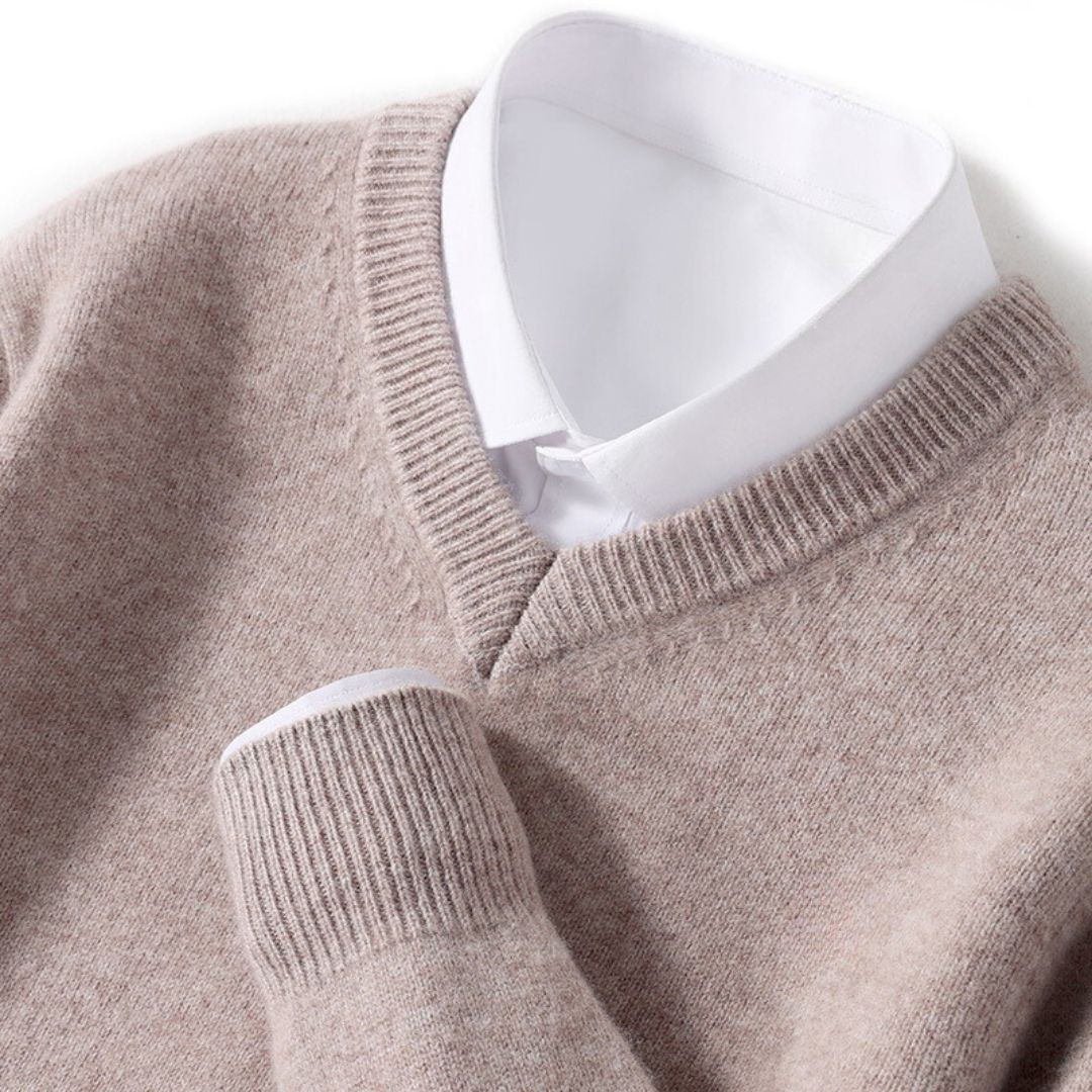 Herre Merino V-Hals Sweater Blød Uld 10
