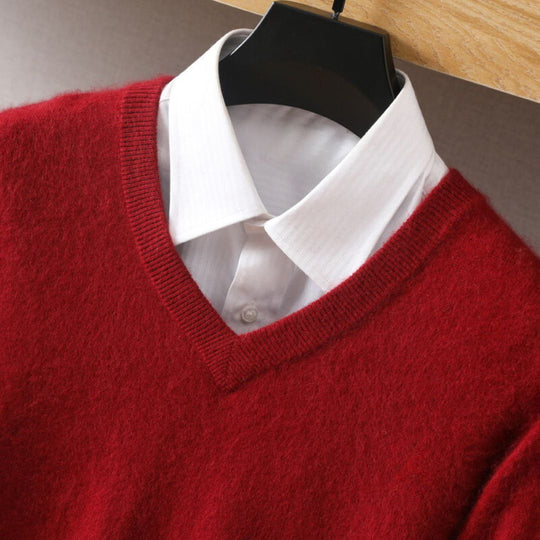 Herre Merino V-Hals Sweater Blød Uld 11