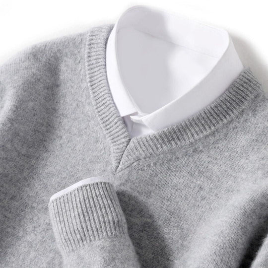 Herre Merino V-Hals Sweater Blød Uld 13