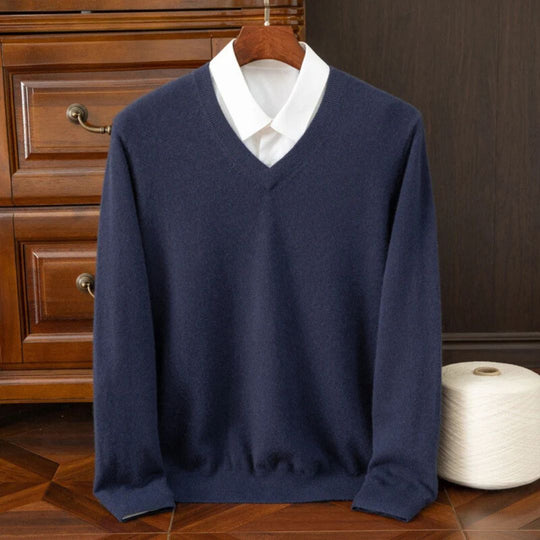 Herre Merino V-Hals Sweater Blød Uld 2