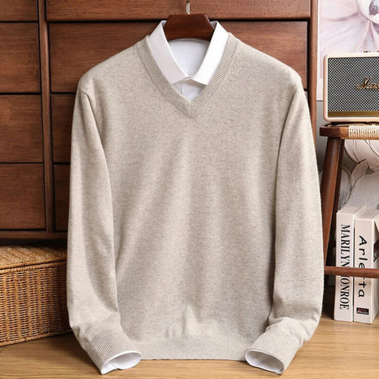 Herre Merino V-Hals Sweater Blød Uld 3