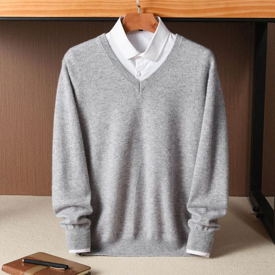Herre Merino V-Hals Sweater Blød Uld 4