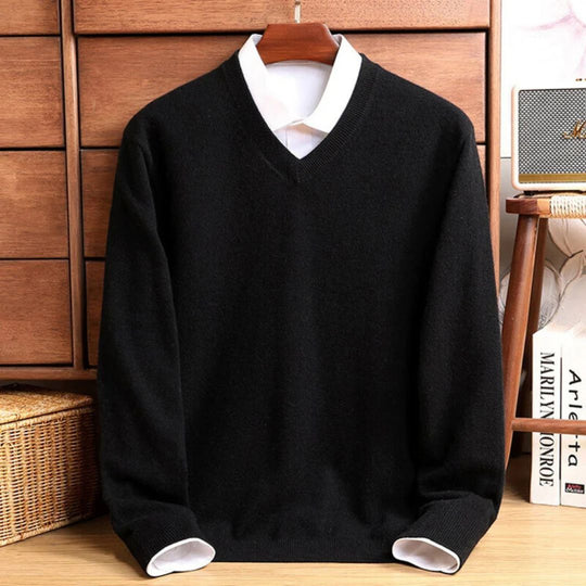 Herre Merino V-Hals Sweater Blød Uld 7
