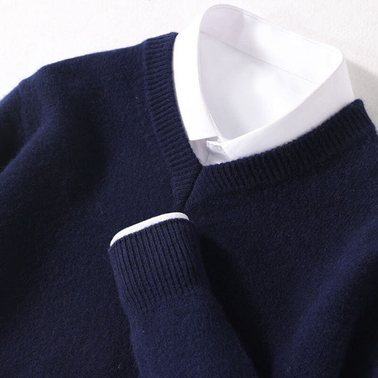 Herre Merino V-Hals Sweater Blød Uld 8