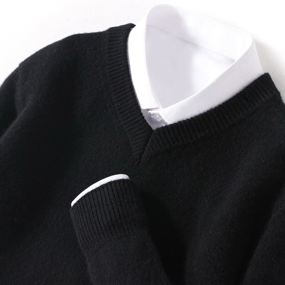 Herre Merino V-Hals Sweater Blød Uld 9