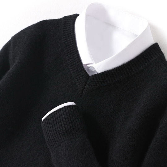 Herre Merino V-Hals Sweater Blød Uld 9