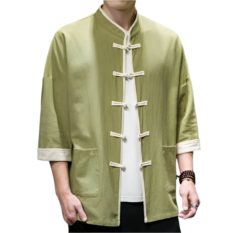 Herre Overshirt Japansk Stil i Blød Bomulds- og Linnedblanding 0