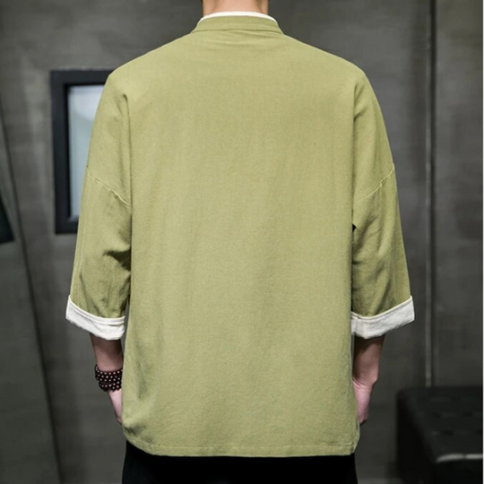 Herre Overshirt Japansk Stil i Blød Bomulds- og Linnedblanding 1
