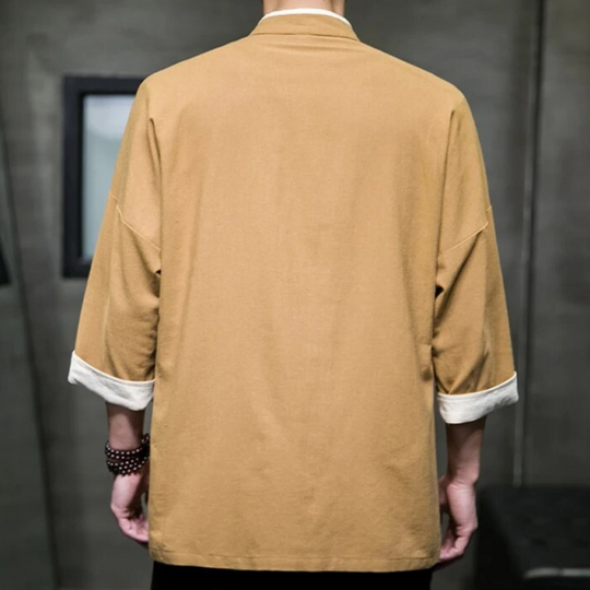 Herre Overshirt Japansk Stil i Blød Bomulds- og Linnedblanding 3
