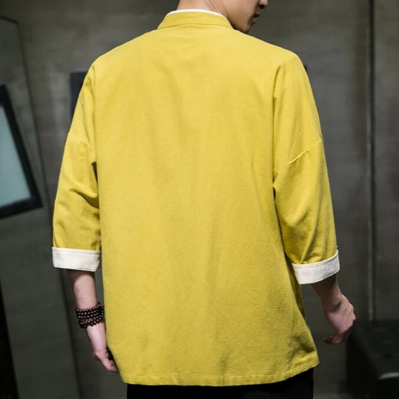 Herre Overshirt Japansk Stil i Blød Bomulds- og Linnedblanding 5